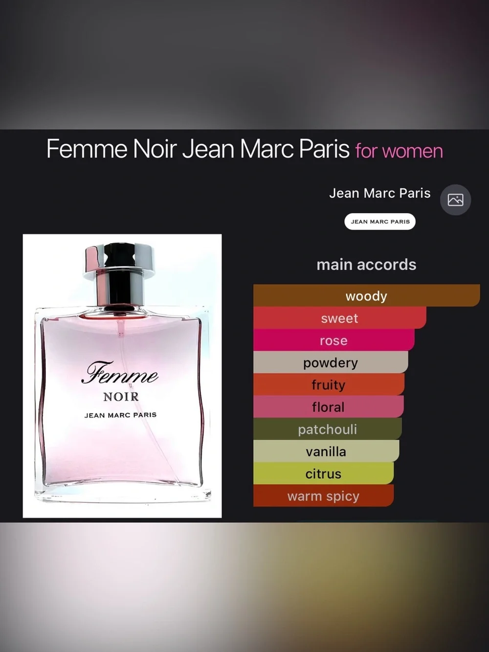 Jean Marc Paris Femme Noir  EDP 3.4 oz
